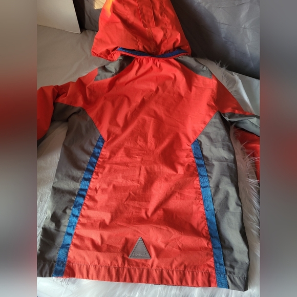 L.L. Bean Kids Raincoat in Orange and Gray,  Size M 10-12 - Picture 3 of 8